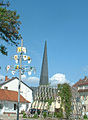 Ortszentrum mit Turm der protestantischen Martinskirche