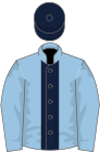 Light blue, dark blue stripe and cap