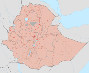 Välillä päivittyvä kartta eri ryhmittymien hallitsemista alueista Etiopiassa. Tigrayn kapinalliset vihreällä, Etiopian keskushallinto punaisella.