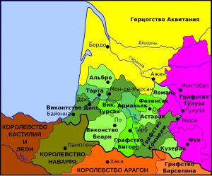Марсан и другие гасконские феодальные владения в 1150 году