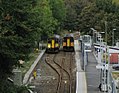 Trains in a passing loop at Penryn railway station in the United Kingdom