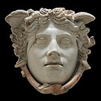 Fig. 16. "Beautiful" gorgoneion, with small head wings and two snakes twined under her chin; the Medusa Rondanini, Munich, Staatliche Antikensammlungen GL 252 (first-second century AD, Roman copy of a Greek original?)[68]