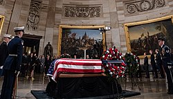 George H. W. Bush's remains lie in state in the United States Capitol rotunda on December 3, 2018