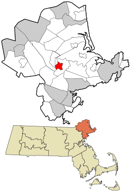 Location in Essex County and the state of Massachusetts.