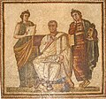 Mosaic of Virgil seated between Clio and Melpomene (from Hadrumetum Sousse). CE 3rd century.