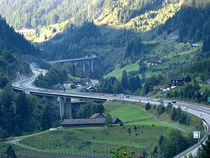 Autobahn A2 near the northern portal of the Gotthard tunnel