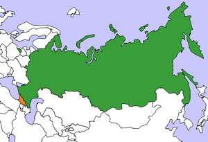 Mapa indicando localização da Rússia e da Geórgia.