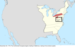 Map of the change to the United States in central North America on December 20, 1776