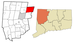 Barkhamsted's location within Litchfield County and Connecticut