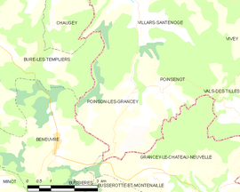 Mapa obce Poinson-lès-Grancey