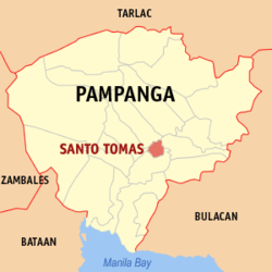 Map of Pampanga with Santo Tomas highlighted