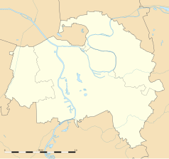 Mapa konturowa Doliny Marny, po lewej nieco u góry znajduje się punkt z opisem „Villejuif”