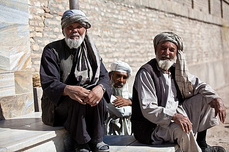 Old men in Herat wearing perahan tunban, 2009