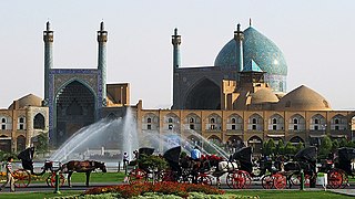 Iwán de entrada de la mezquita del Shah (1612-1630), en Isfahán