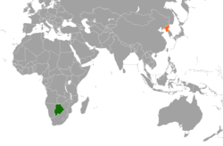 BotswanaとNorth Koreaの位置を示した地図