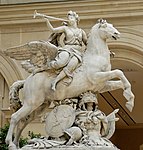 Faima Regelui Călărind Un Pegas; de Antoine Coysevox; 1701-1702; marmură de Carrara; înălțime: 3,15 m, lățime: 2,91 m, adâncime: 1,28 m; Luvru