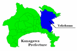 Vị trí của Yokohama ở Kanagawa