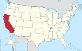 Map of the United States with कालिफ़ोर्निया highlighted