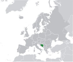 Ligging van Bosnië en Herzegowina