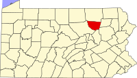 Map of Pennsylvania highlighting Sullivan County