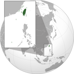Местоположение государства и фактически контролируемая территория (остров Тайвань и часть прилегающих островов) Китайской Республики