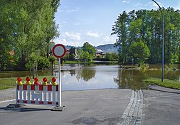 Überflutung der Zeiler Straße im Jahr 2013