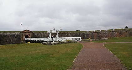 A ravelin defends the main entrance to the fort