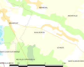 Mapa obce Inval-Boiron