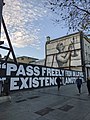 Pass Freely mural by Asbestos. It was commissioned by the Hugh Lane Gallery as a tribute to those who died in the pandemic.