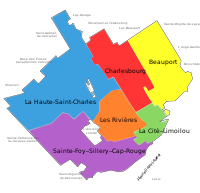 Nouveau découpage des :w:fr:Arrondissements de Québecarrondissements de la ville de Québec, 1er novembre 2009