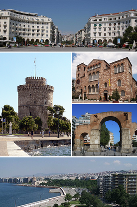 Thessalonica montage. Clicking on an image in the picture causes the browser to load the appropriate article.