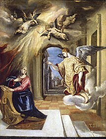 Zvěstování, El Greco (1570–1575, Prado)