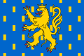 Le drapeau franc-comtois D'azur semé de billettes d'or, au lion couronné du même, armé et lampassé de gueules.