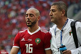 Amrabat après sa commotion cérébrale face à l'Iran en 2018.