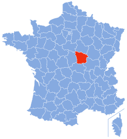 Nièvres placering i Frankrig