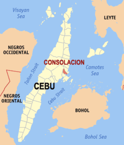 Bản đồ Cebu với vị trí của Consolacion