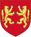 Primer escut d'armes de Ricard I Cor de Lleó, de gules amb dos lleons afrontats d'or (1189-1198)