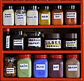 Glasschmelzfarben, Silbergelb, Petroleum und Gummi arabicum