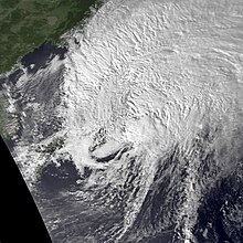 Satellite image of a Category 1 typhoon over Japan