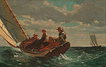 溫斯洛·霍默的《起風了（英语：Breezing Up (A Fair Wind)）》，61.5 × 97cm，約作於1873－1876年，W. L. and May T. Mellon基金會於1943年捐贈。[60]