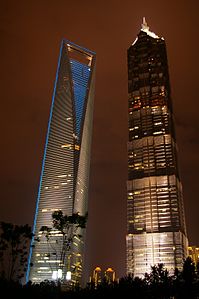 Shanghai World Financial Center (left) and the Jin Mao Tower.