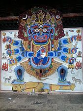 Bhairab painting of Chandeswori temple, one of the major attraction of Banepa