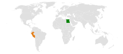 Map indicating locations of Egypt and Peru