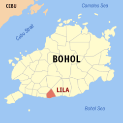 Mapa de Bohol con Lila resaltado