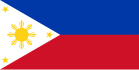 Drapeau des Philippines en position dite « pacifique » : le bleu est au dessus du rouge.