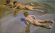 Neños na playa, obra de Joaquín Sorolla, 1910.