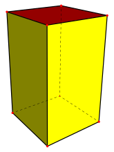 A square rectangular prism, a special case of the rectangular prism.