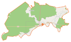 Mapa konturowa gminy Brok, w centrum znajduje się punkt z opisem „Brok”