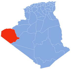 Harta provinciei Tindouf în cadrul Algeriei