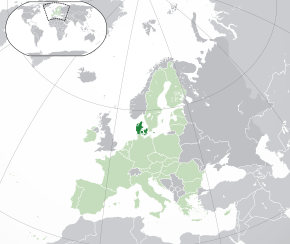 Poziția Danemarcei propriu-zise[a] în cadrul Europei și Uniunii Europene